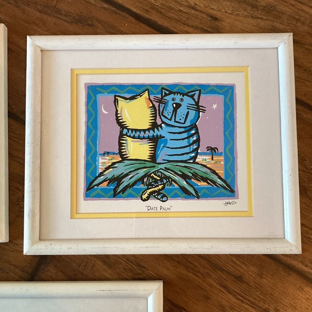 HUESSO cat art x3 Date Palm, The Catties, a day at the Aquarium framed - Picture 6 of 13